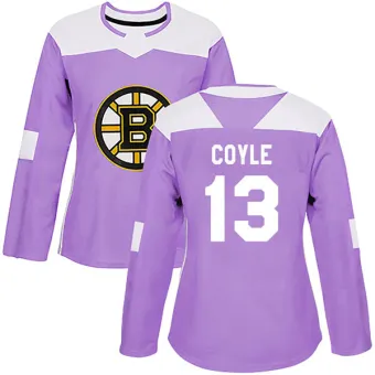 Women's Charlie Coyle Boston Bruins Fights Cancer Practice Jersey - Purple Authentic