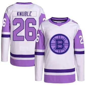 Youth Mike Knuble Boston Bruins Hockey Fights Cancer Primegreen Jersey - White/Purple Authentic